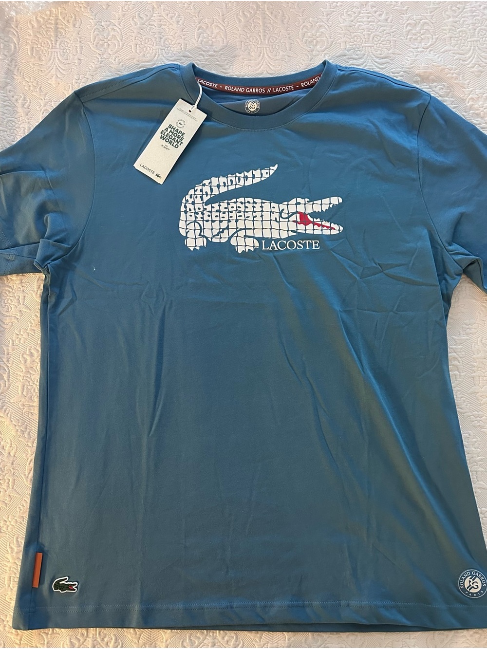 Lacoste Men's Blue Crocodile Graphic Short Sleeve Tee | XL